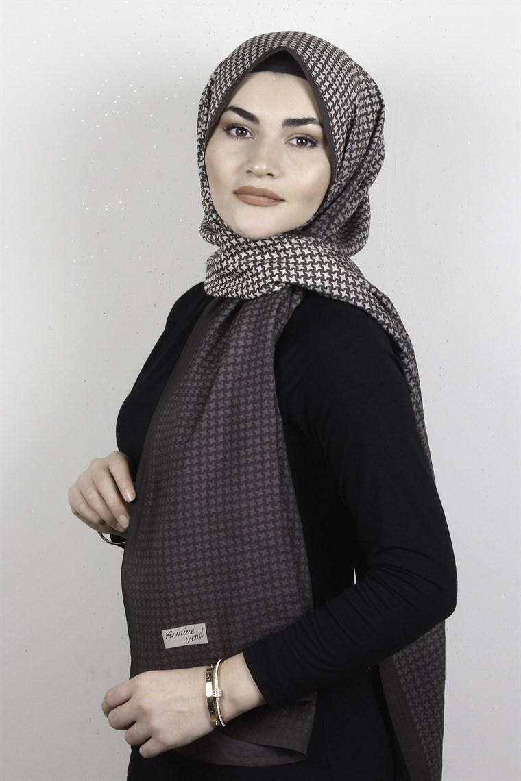 Armine Desenli Modal Şal 8684-7 Vizon