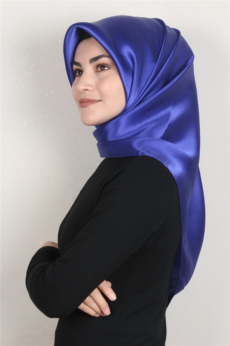 Armine Düz İpek Eşarp 7440-31 Saks Mavisi
