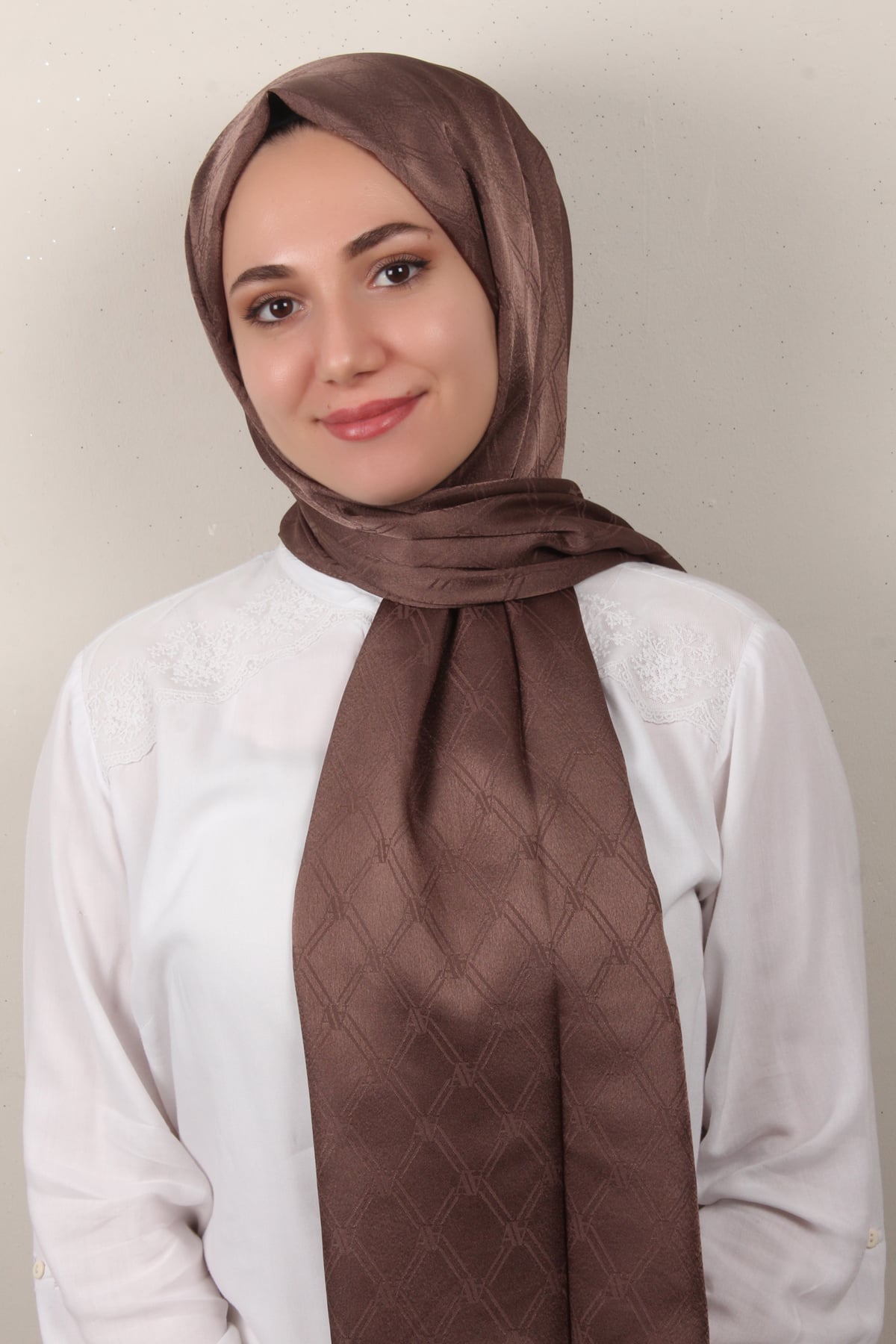Armine Jakar İpeksi Şal 3106-9 Kahverengi