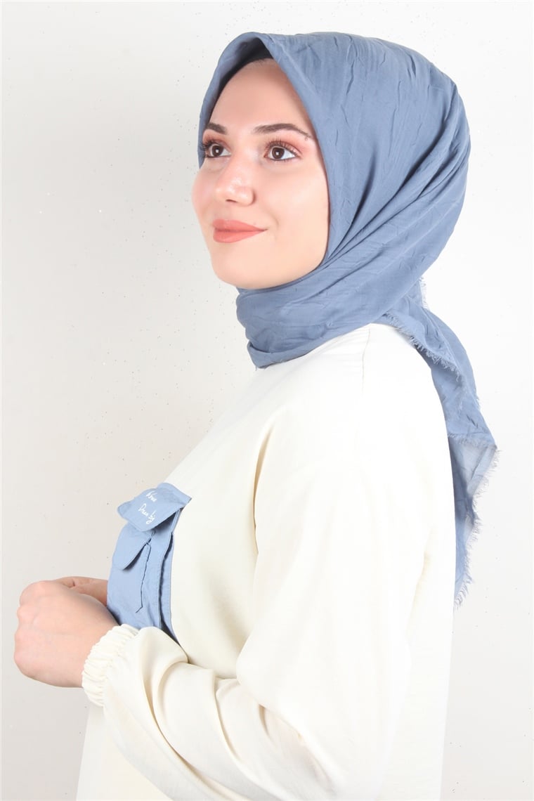 Bambu Kraşlı Eşarp 3081-2 İndigo