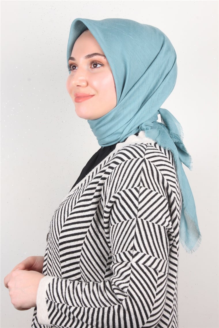 Bambu Kraşlı Eşarp 3081-20 Mint Mavisi