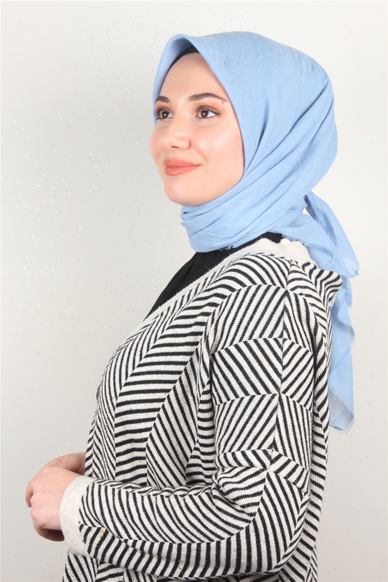 Bambu Kraşlı Eşarp 3081-24 Bebe Mavisi