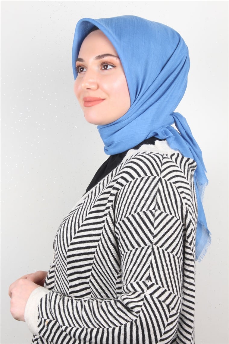 Bambu Kraşlı Eşarp 3081-25 Açık Mavi