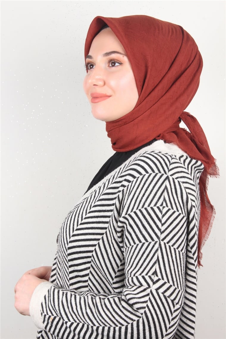 Bambu Kraşlı Eşarp 3081-26 Koyu Taba