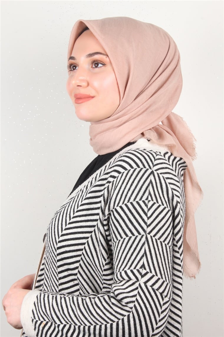 Bambu Kraşlı Eşarp 3081-29 Koyu Bej