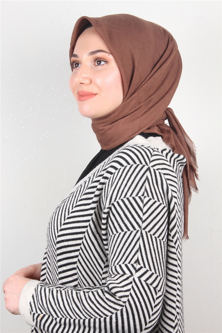 Bambu Kraşlı Eşarp 3081-30 Kahverengi