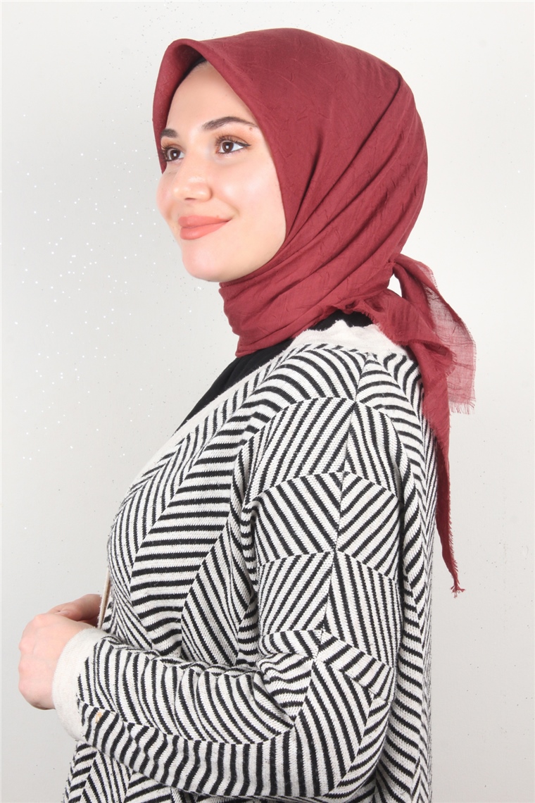 Bambu Kraşlı Eşarp 3081-36 Bordo