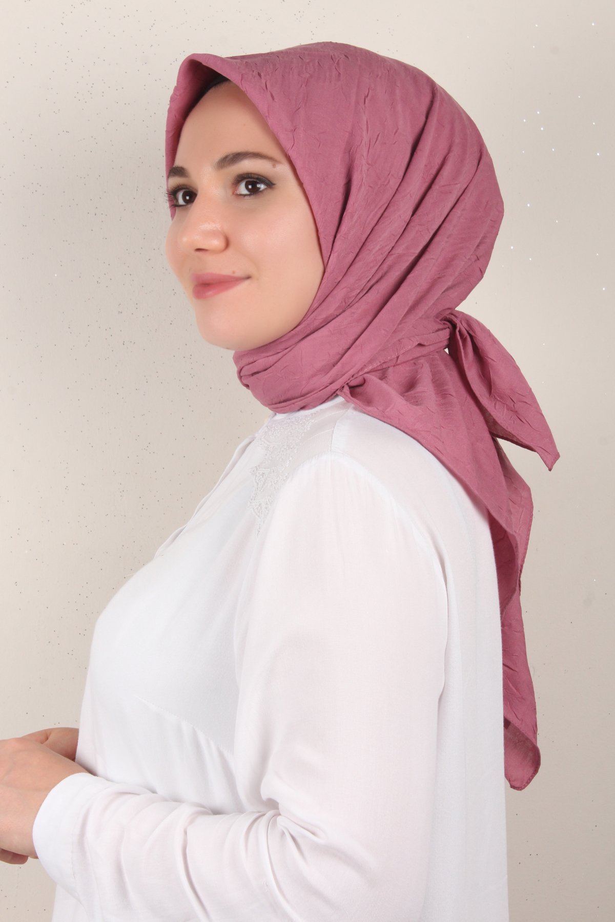 Bambu Kraşlı Eşarp 3081-45 Gül Kurusu