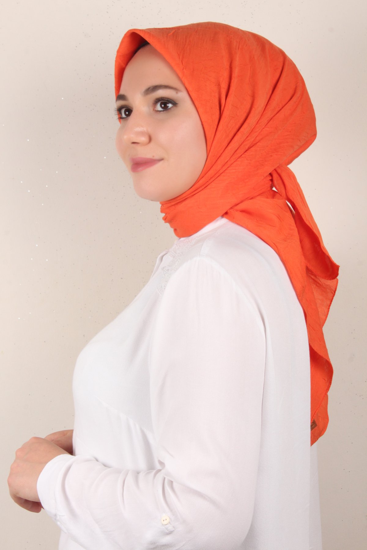 Bambu Kraşlı Eşarp 3081-47 Turuncu