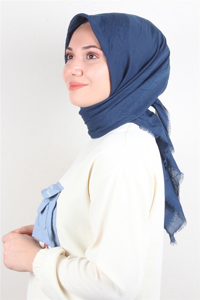 Bambu Kraşlı Eşarp 3081-5 Lacivert