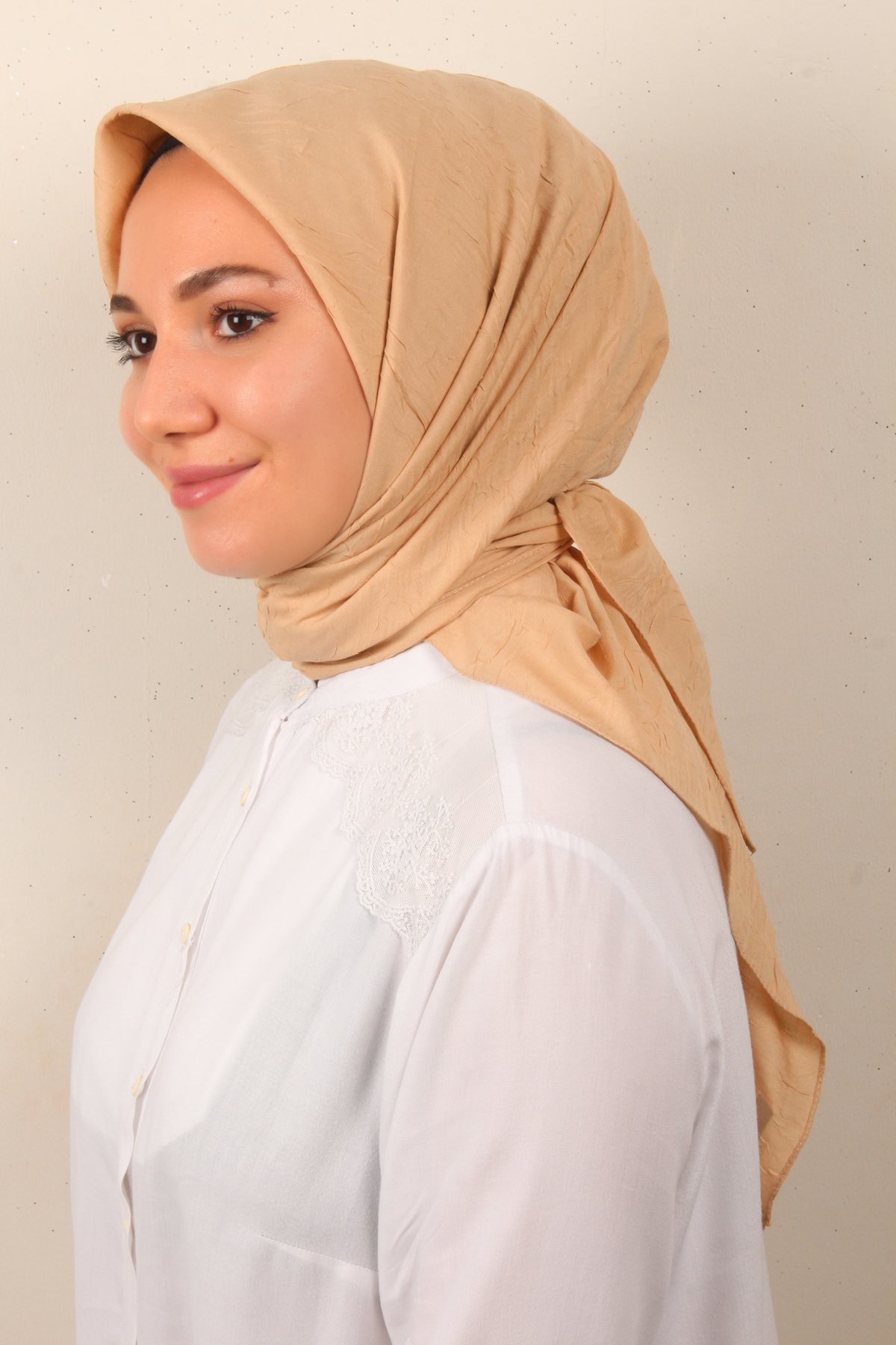 Bambu Kraşlı Eşarp 3081-53 Bej