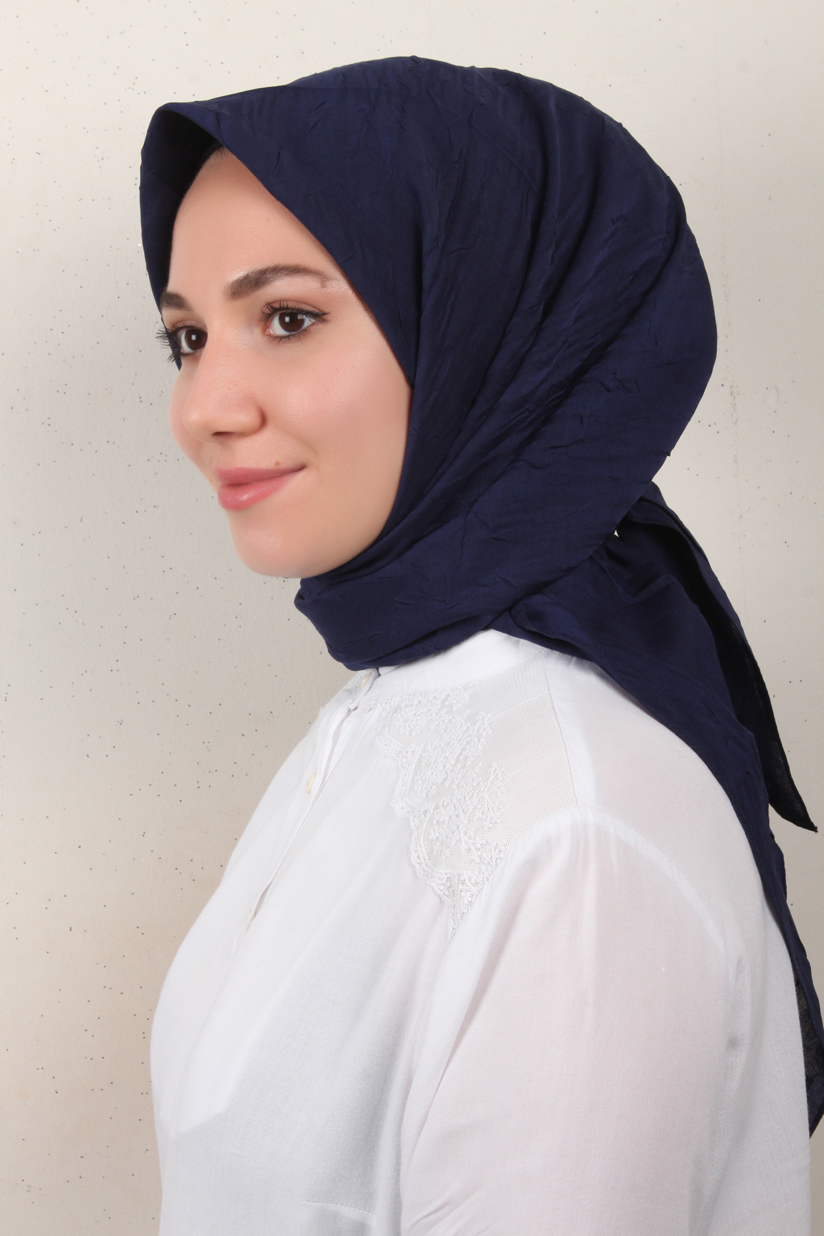 Bambu Kraşlı Eşarp 3081-54 Lacivert