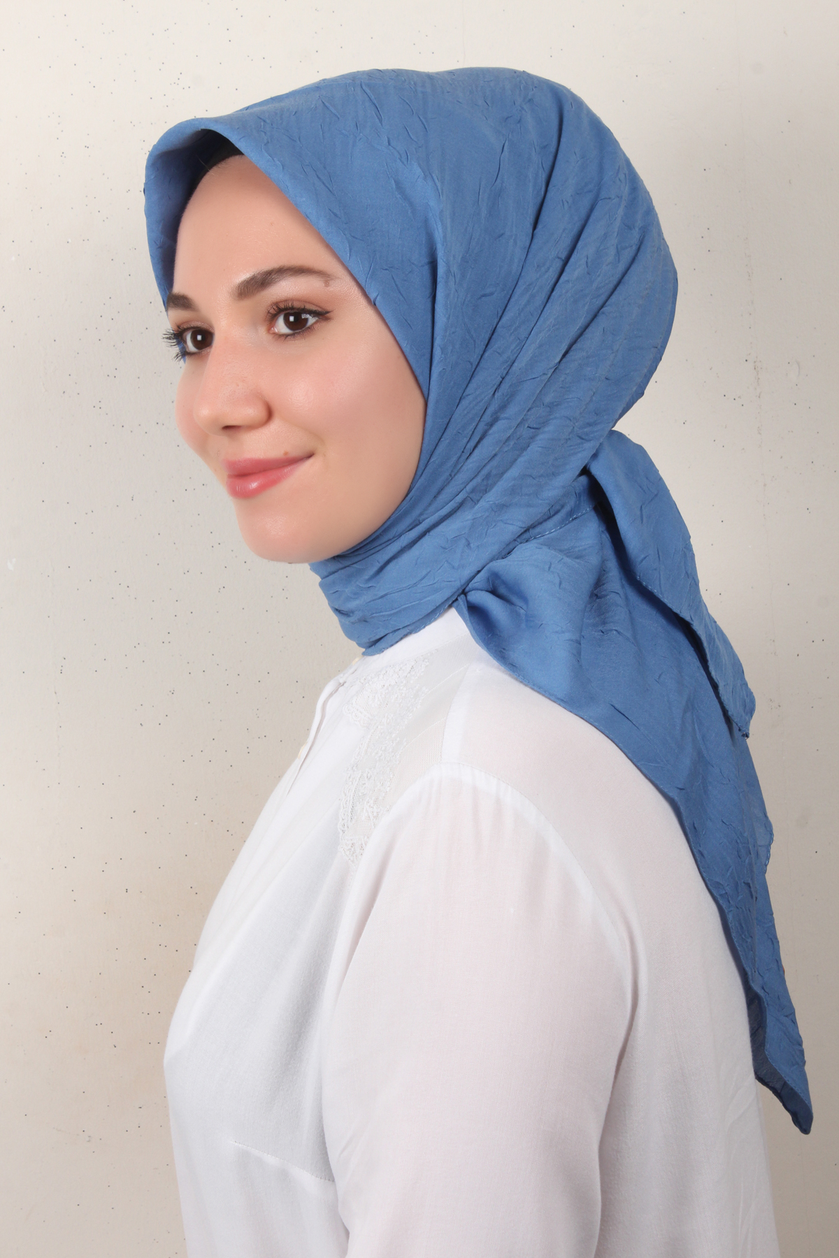 Bambu Kraşlı Eşarp 3081-58 Mavi