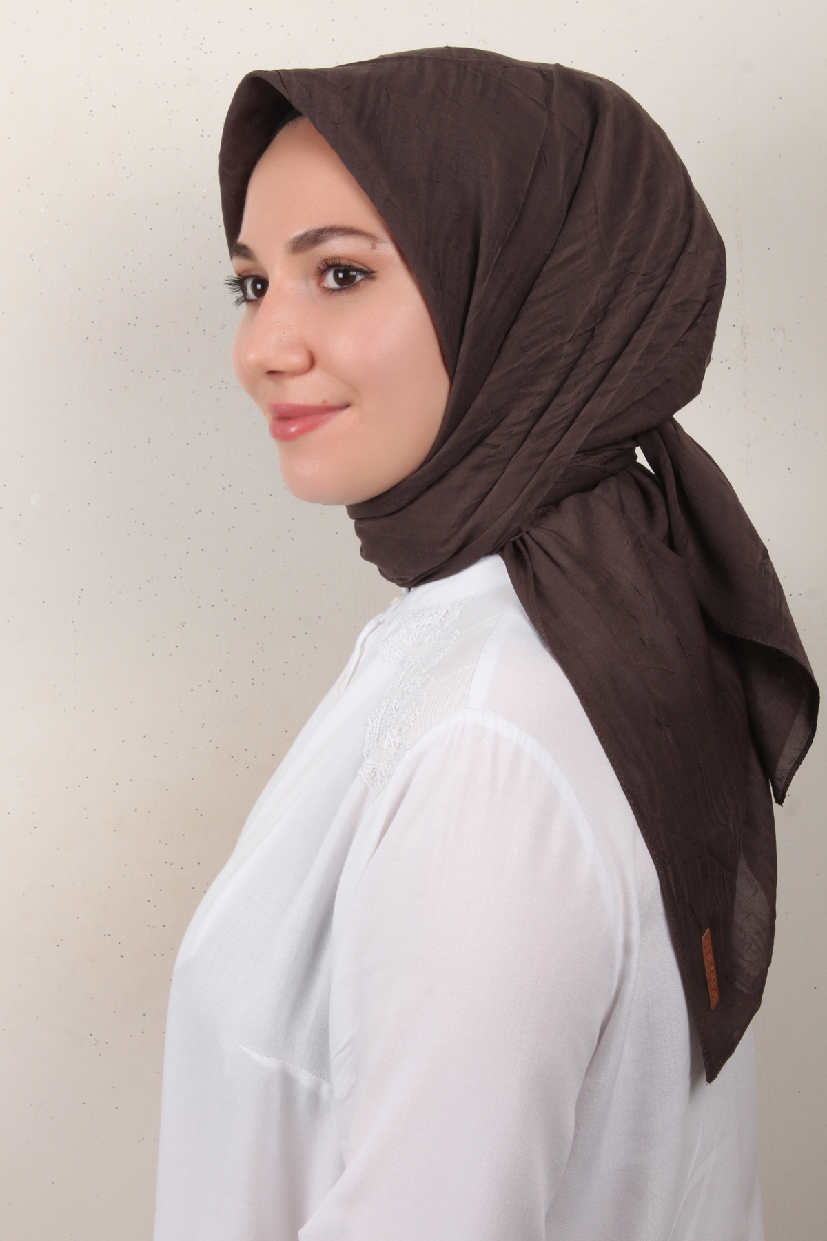 Bambu Kraşlı Eşarp 3081-61 Kahverengi