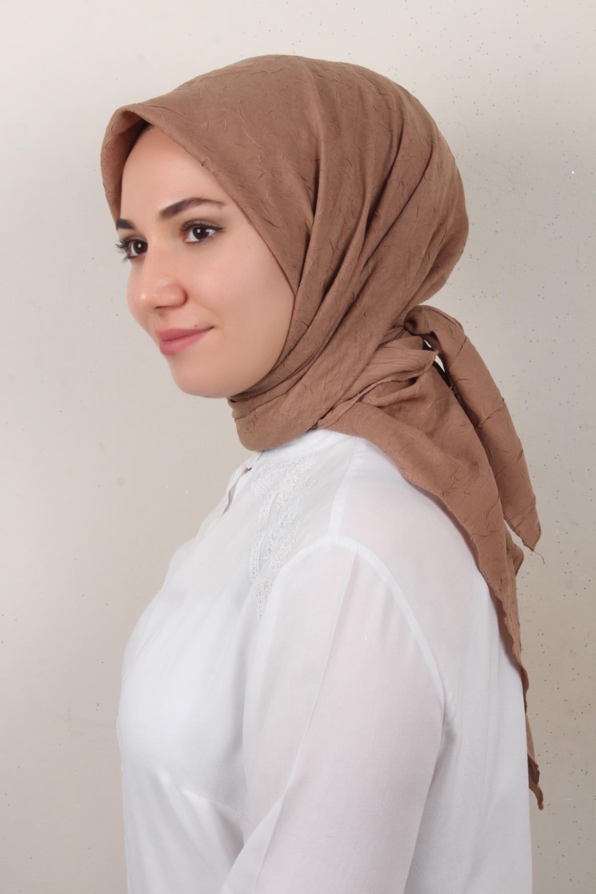 Bambu Kraşlı Eşarp 3081-64 Sütlü Kahve