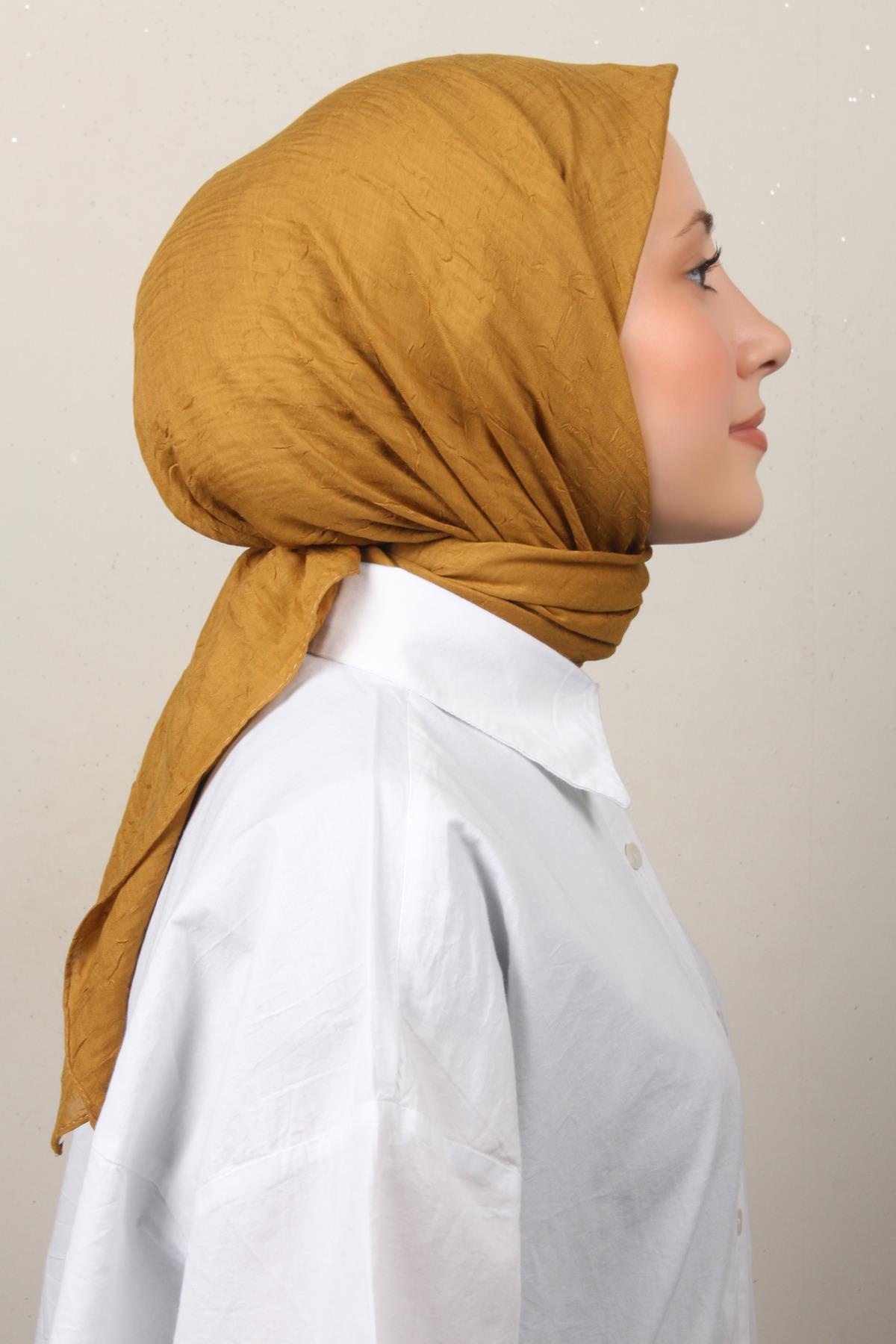 Bambu Kraşlı Eşarp 3081-70 Hardal 