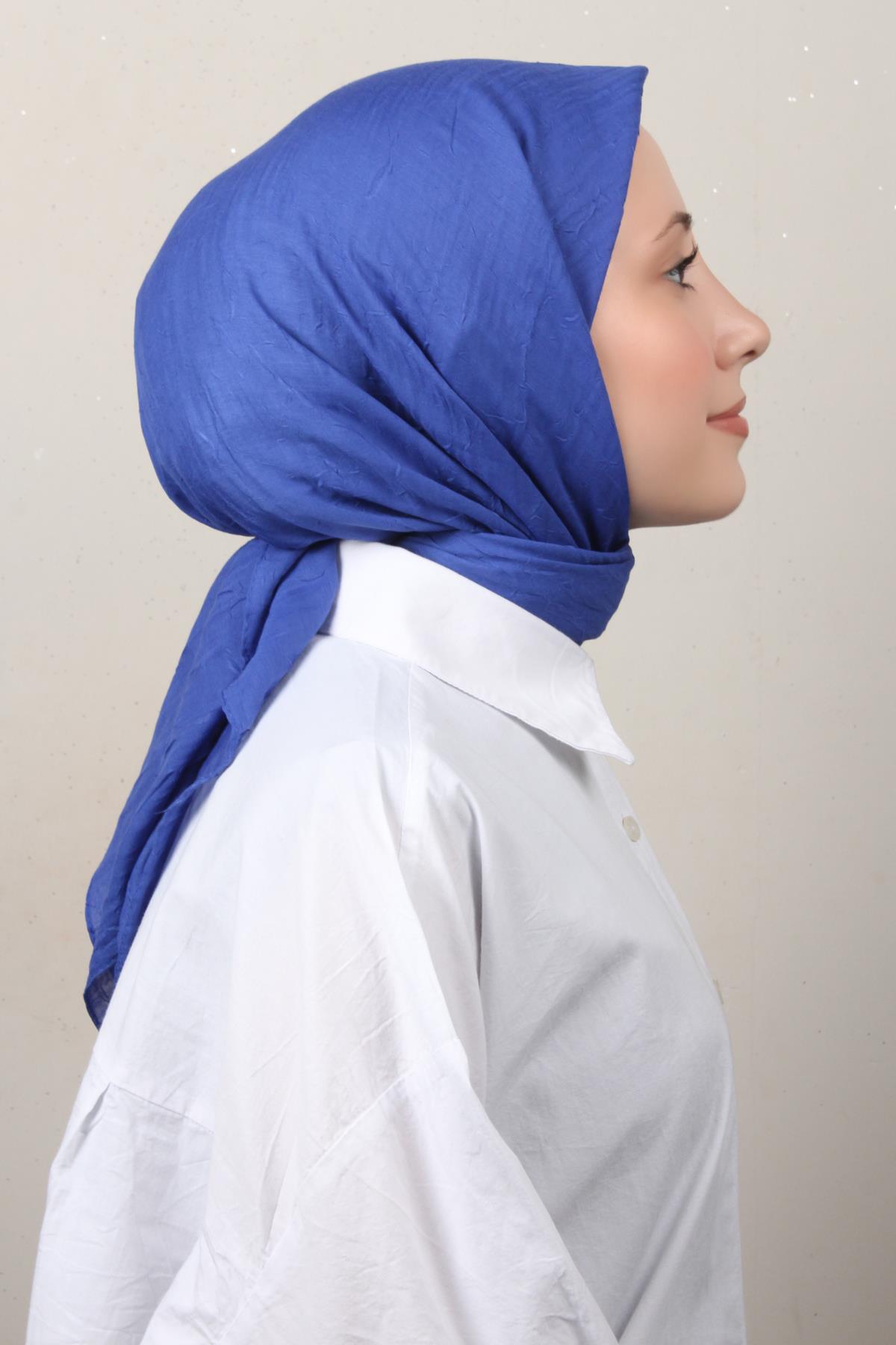 Bambu Kraşlı Eşarp 3081-78 Saks 