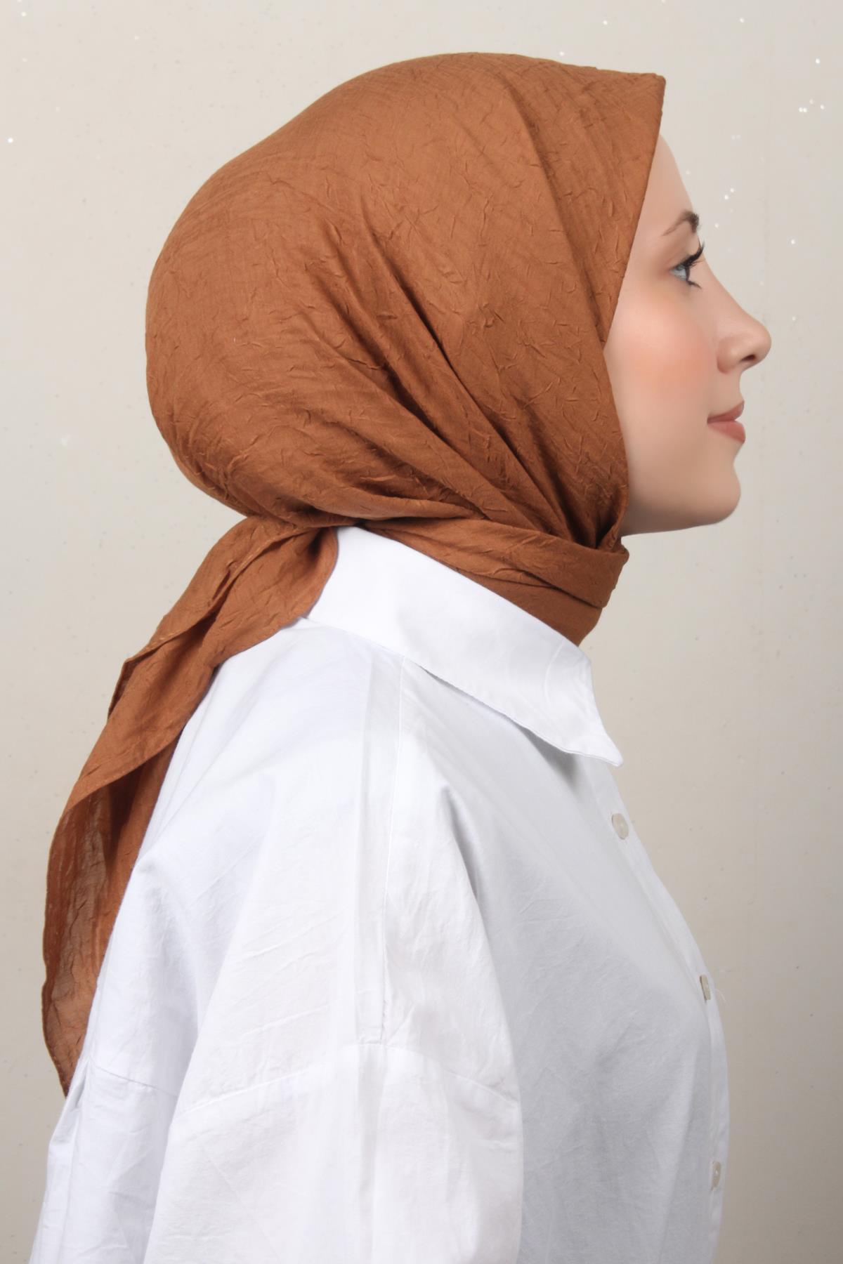 Bambu Kraşlı Eşarp 3081-83 Sıcak Kahve 