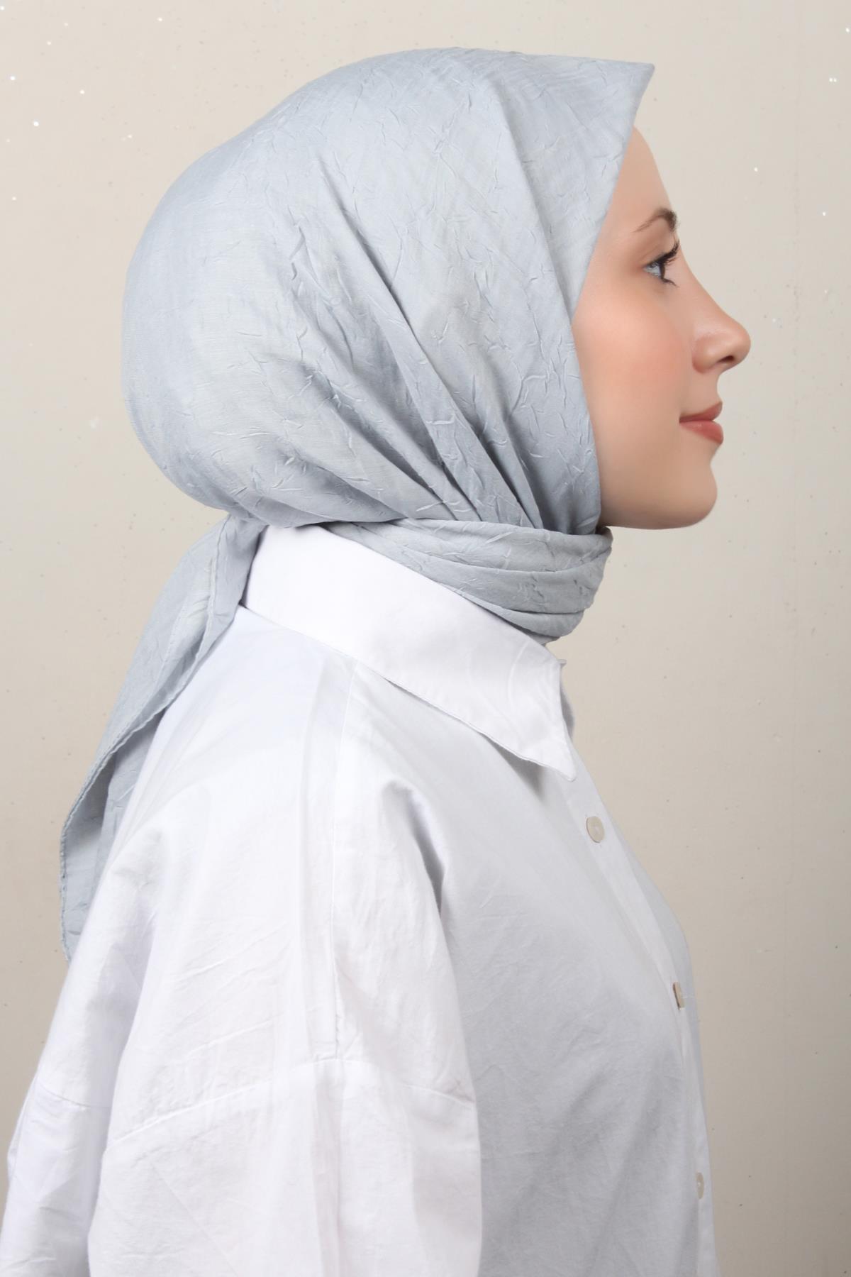 Bambu Kraşlı Eşarp 3081-86 Gri 