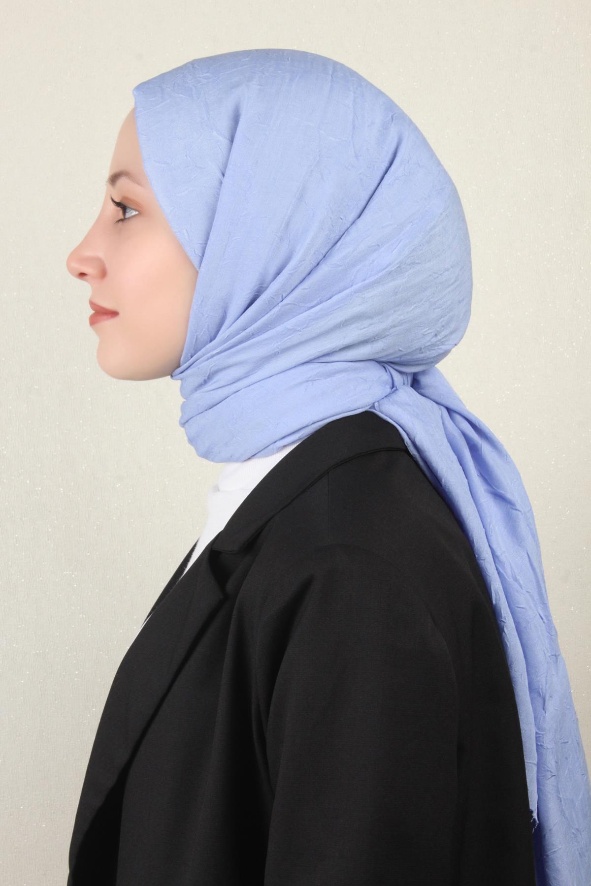 Bambu Kraşlı Şal 2724-124 Bebe Mavisi