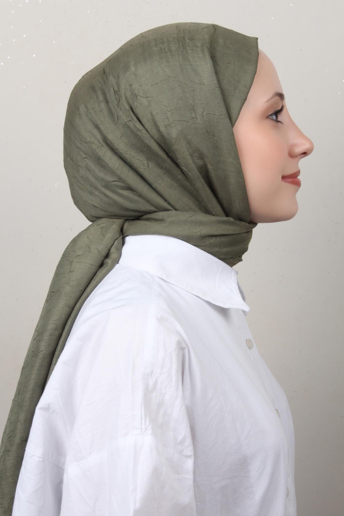 Bambu Kraşlı Şal 2724-134 Haki 