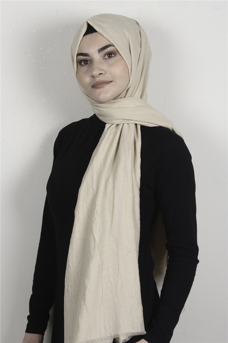 Bambu Kraşlı Şal 2724-20 Krem