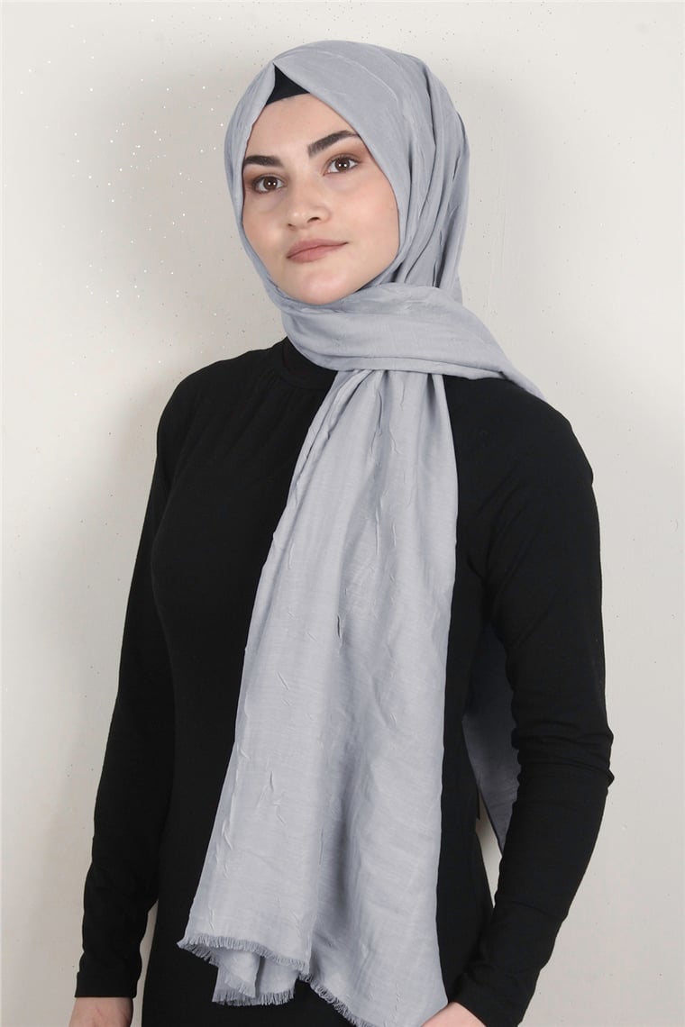 Bambu Kraşlı Şal 2724-21 Gri