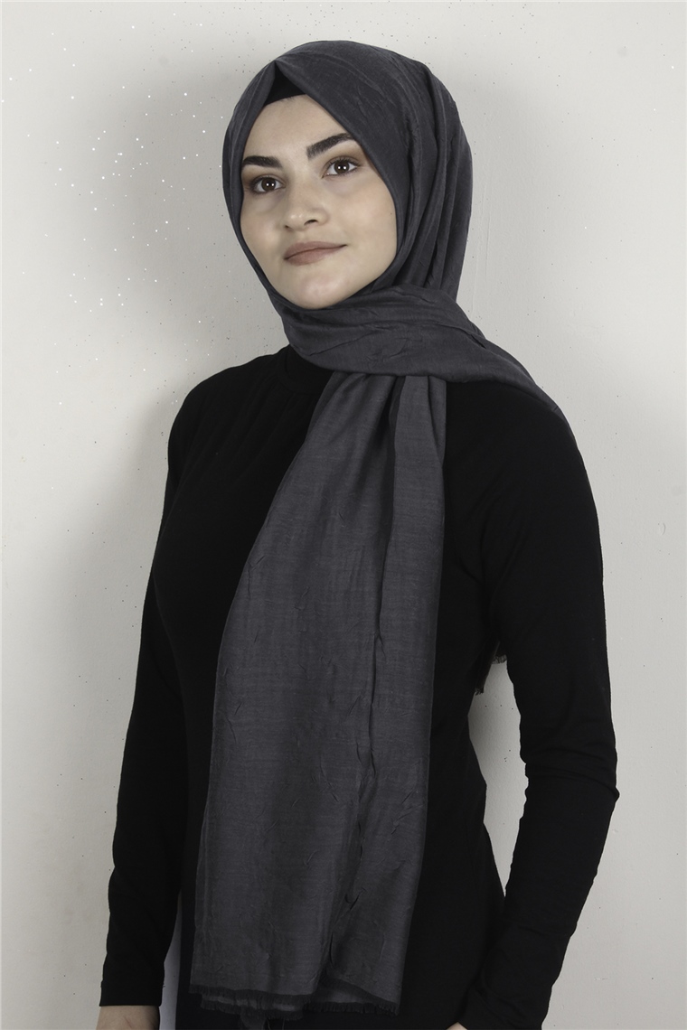 Bambu Kraşlı Şal 2724-22 Antrasit