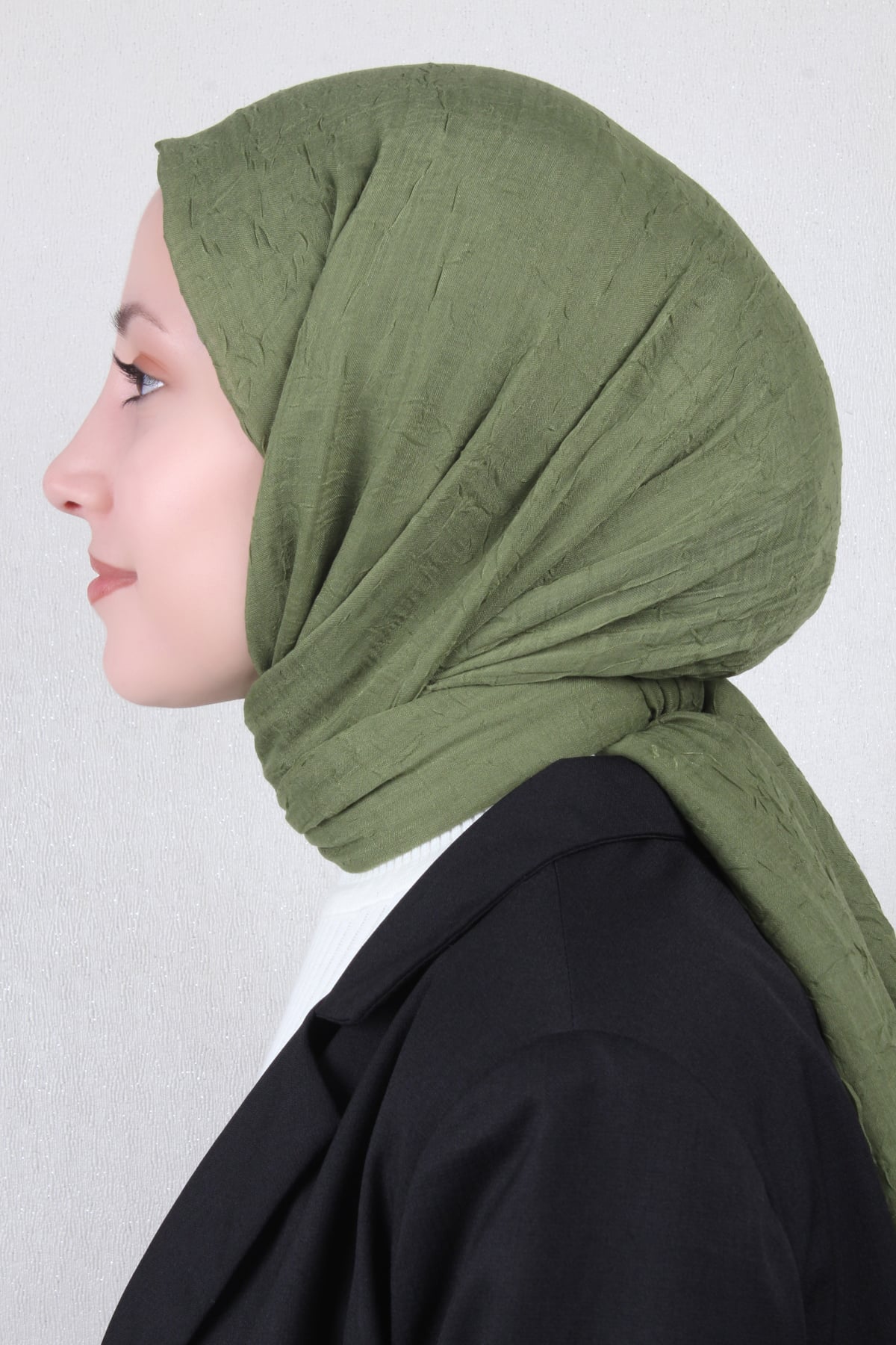Bambu Kraşlı Şal 2724-44 Yağ Yeşili
