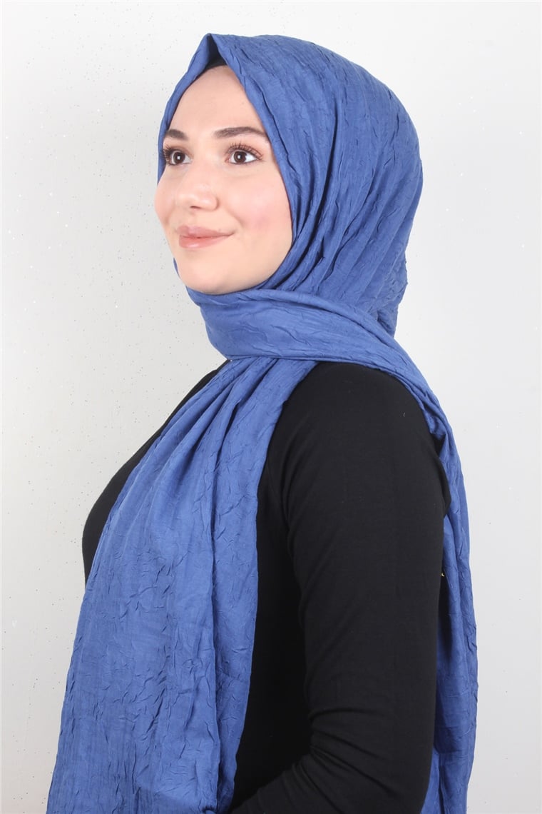 Bambu Kraşlı Şal 2724-45 Kot Mavi