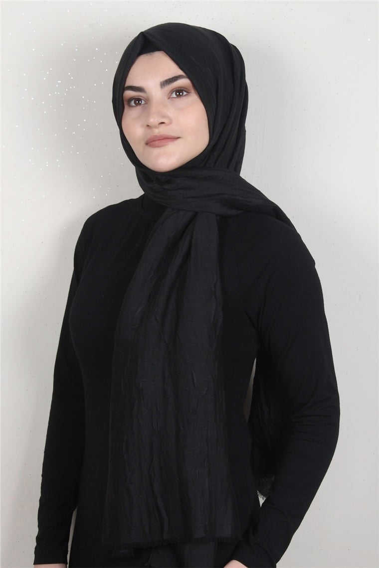 Bambu Kraşlı Şal 2724-5 Siyah