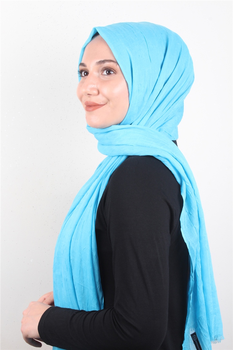 Bambu Kraşlı Şal 2724-69 Gök Mavi