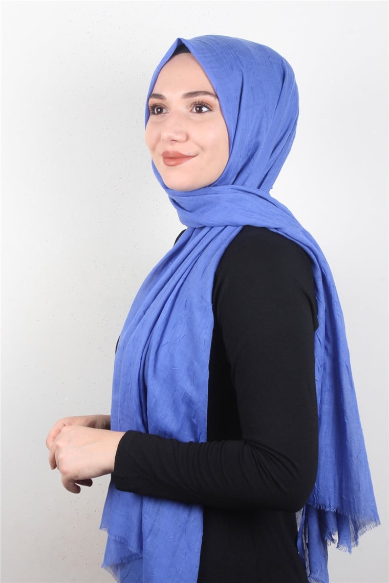 Bambu Kraşlı Şal 2724-71 Mavi