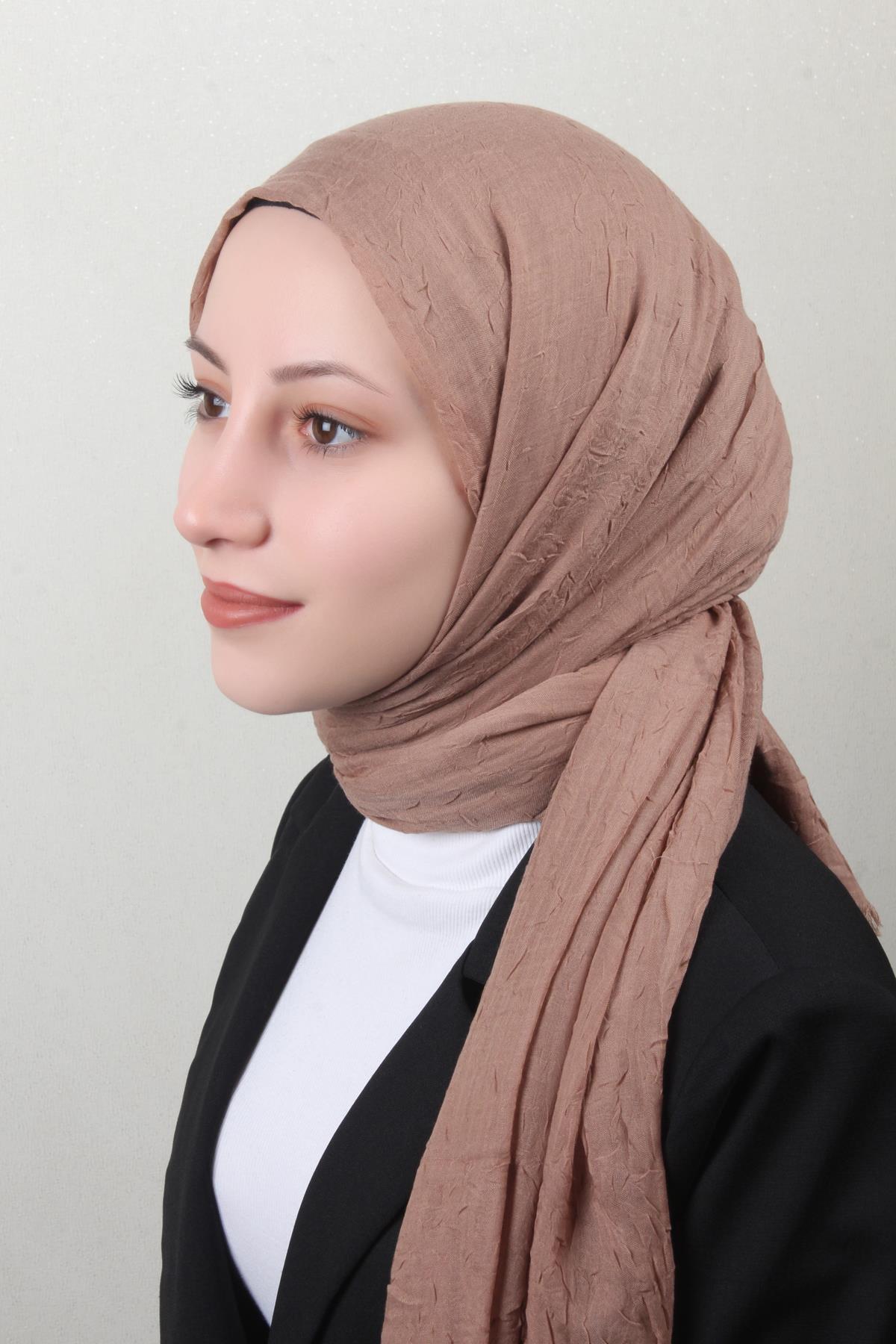 Bambu Kraşlı Şal 2724-78 Sütlü Kahve