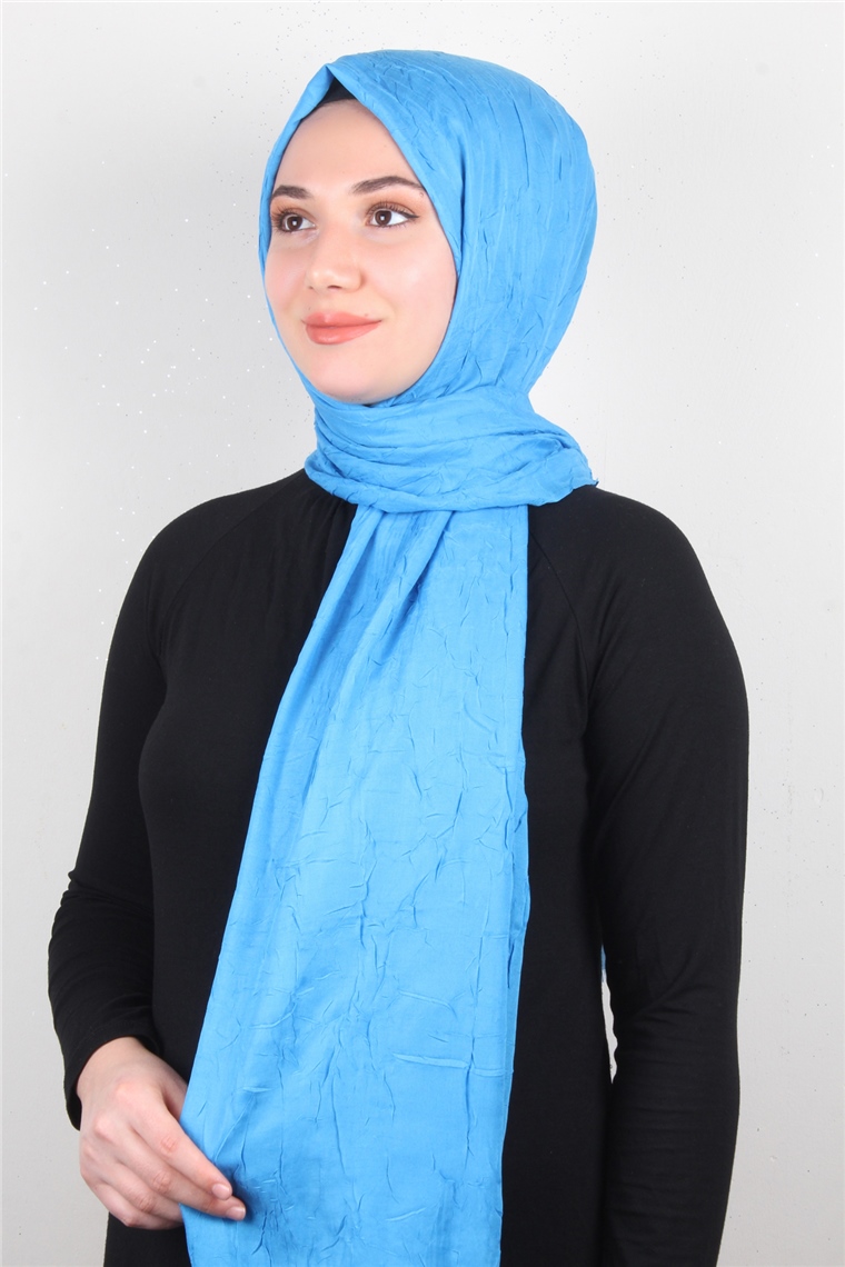 Bambu Kraşlı Şal 2724-82 Mavi