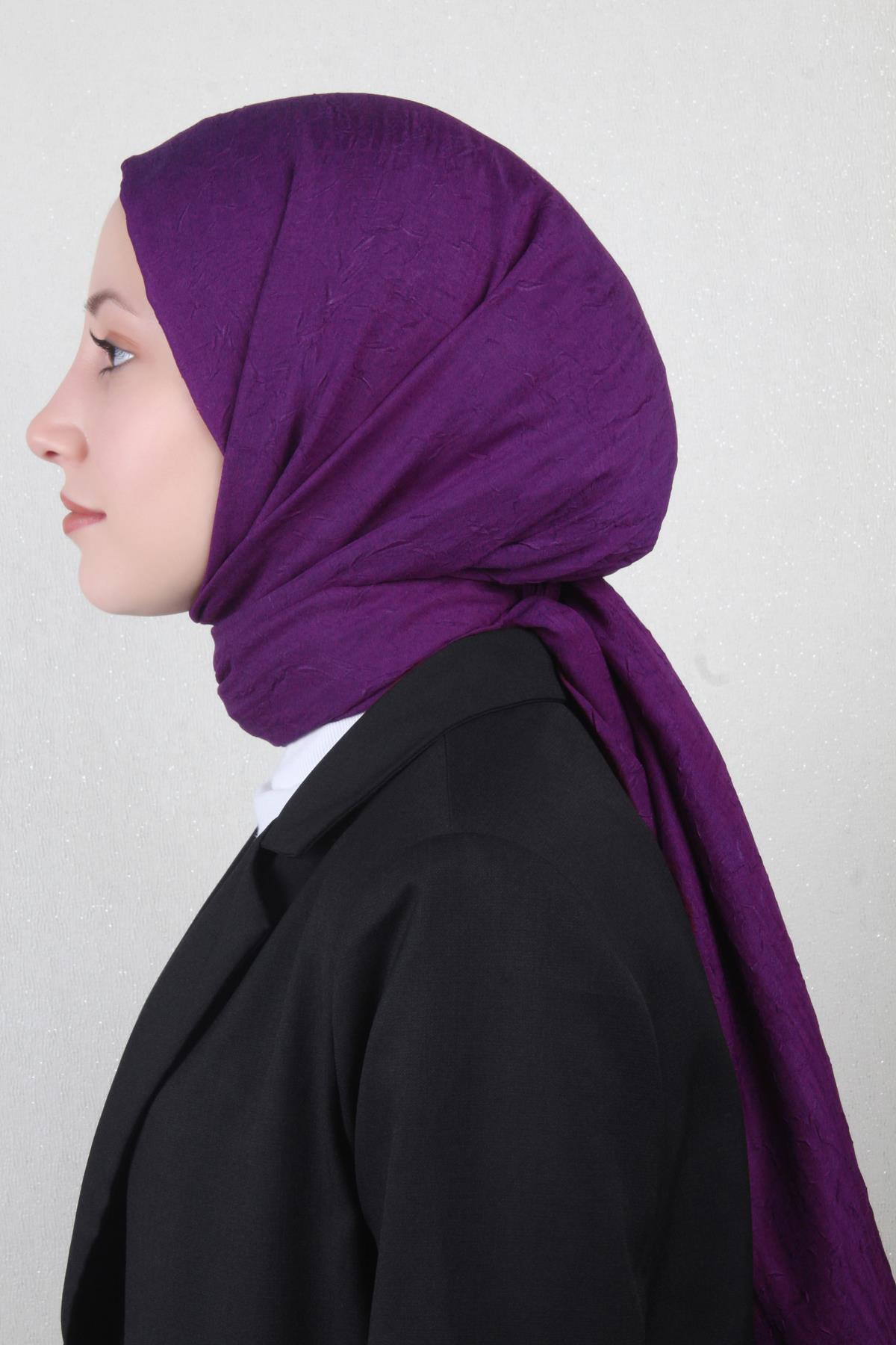 Bambu Kraşlı Şal 2724-83 Mor