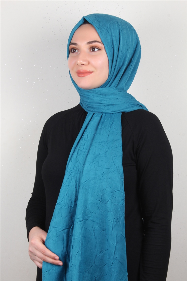 Bambu Kraşlı Şal 2724-87 Turkuaz