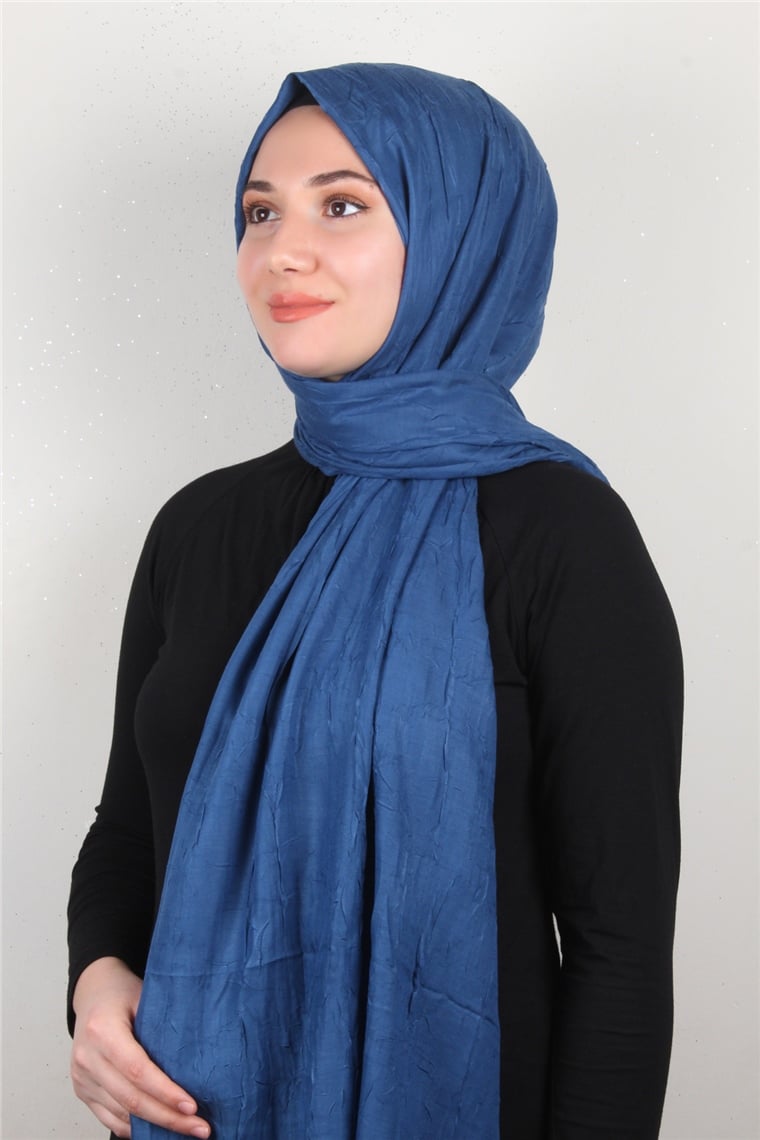 Bambu Kraşlı Şal 2724-93 Kot Mavi