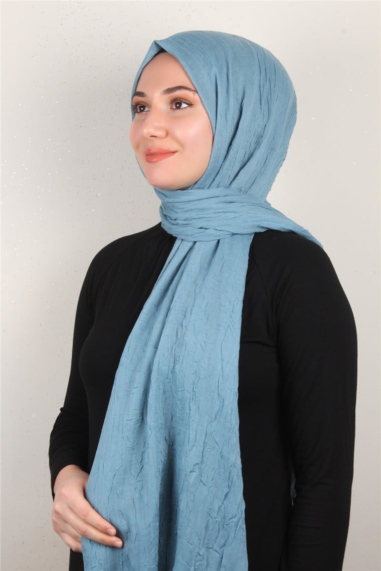 Bambu Kraşlı Şal 2724-99 Açık Mavi