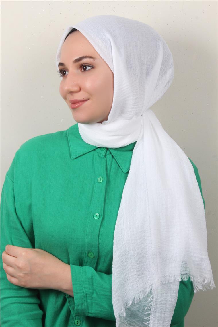 Bürümcük İnce Şal 3093-16 Beyaz