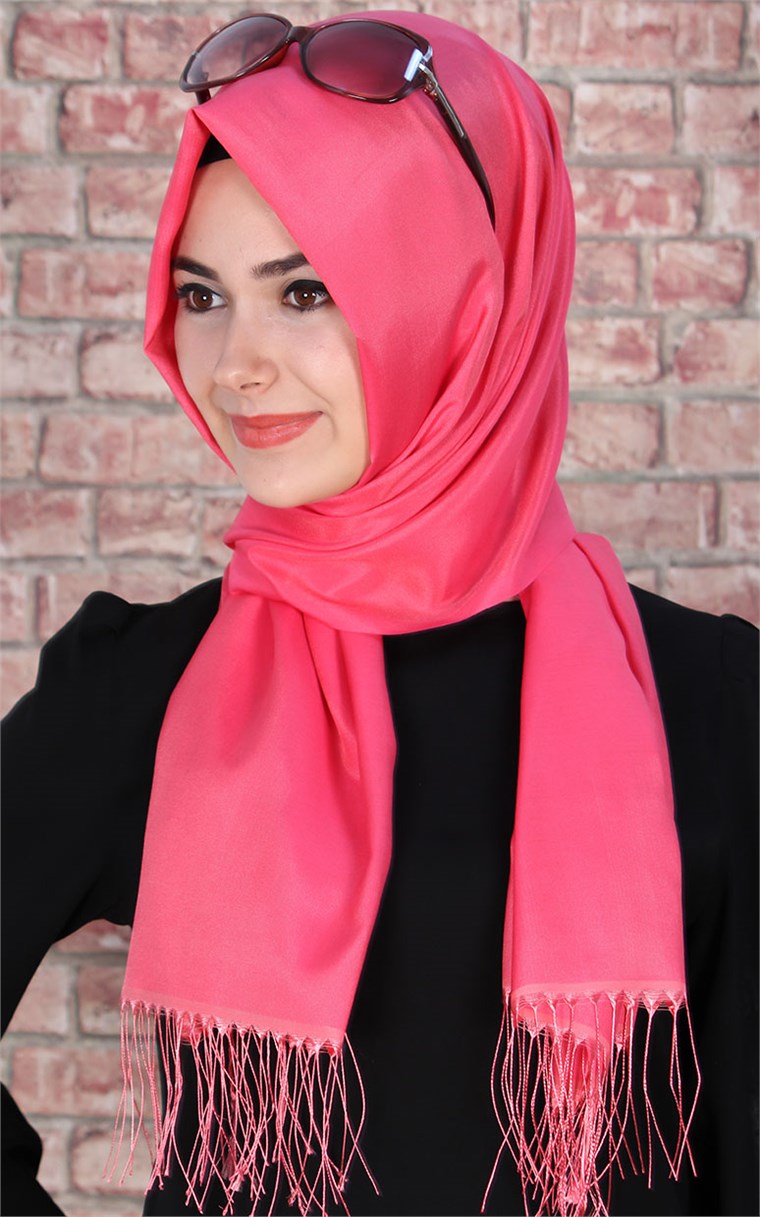 500-0001-20 ÇİFT YÖNLÜ İPEKSİ ŞAL NAR ÇİÇEĞİ