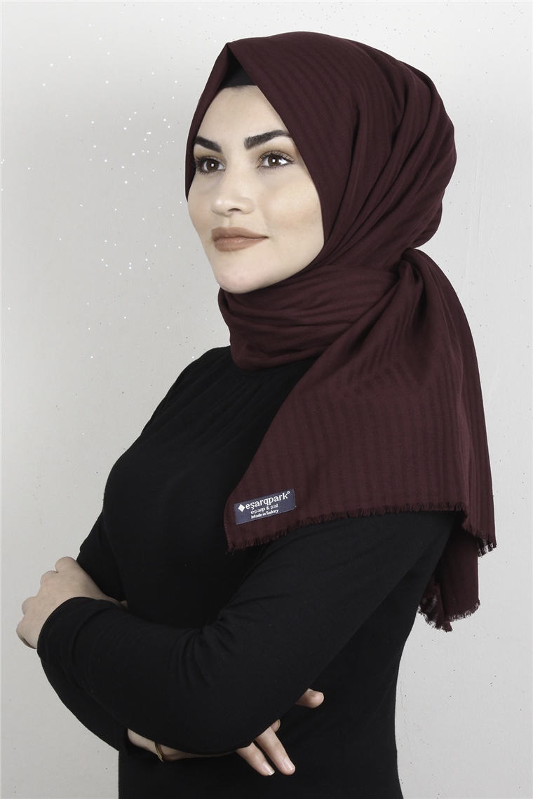 Çizgili Pamuk Şal 1969-3 Bordo