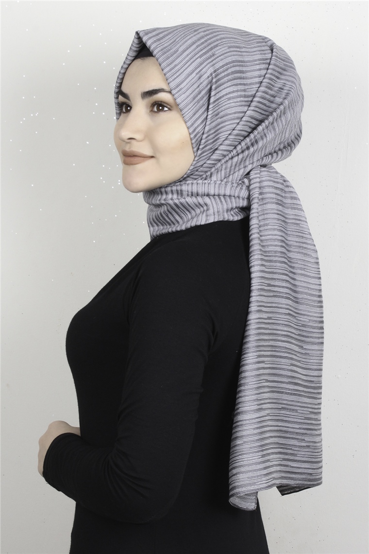 Çizgili Royal Şal 1497-13 Füme