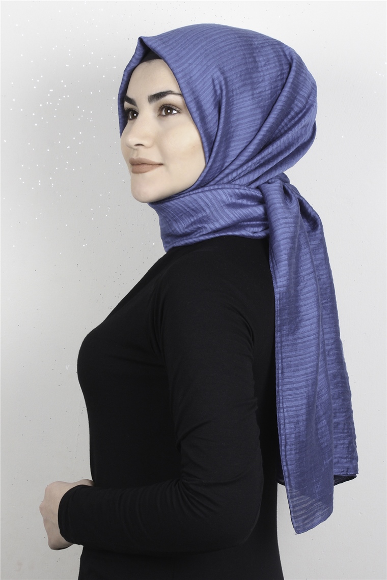 Çizgili Royal Şal 1497-3 İndigo