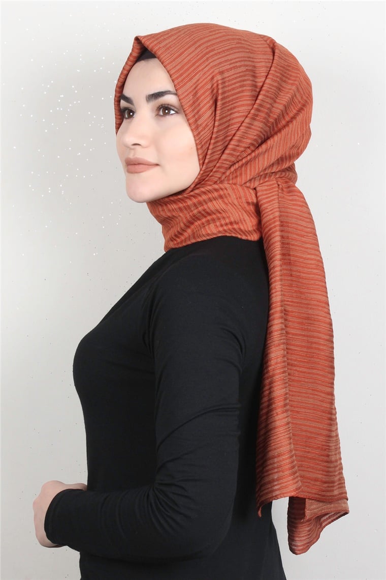 Çizgili Royal Şal 1497-4 Kiremit