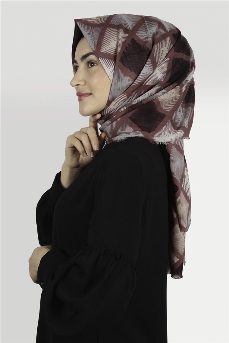 Coton Exculisive Şal 1947-13 Desenli Gül Kurusu
