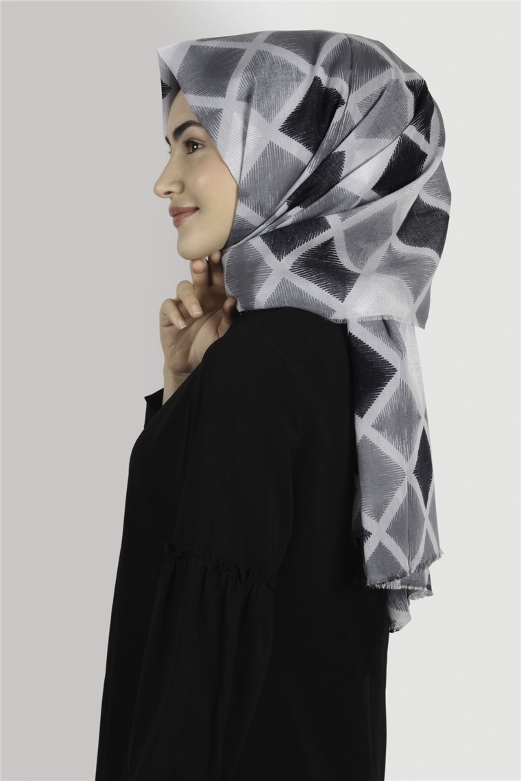 Coton Exculisive Şal 1947-15 Desenli Gümüş