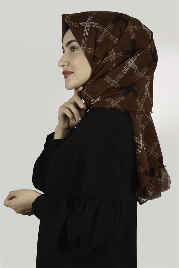 Coton Exculisive Şal 1947-4 Desenli Tarçın