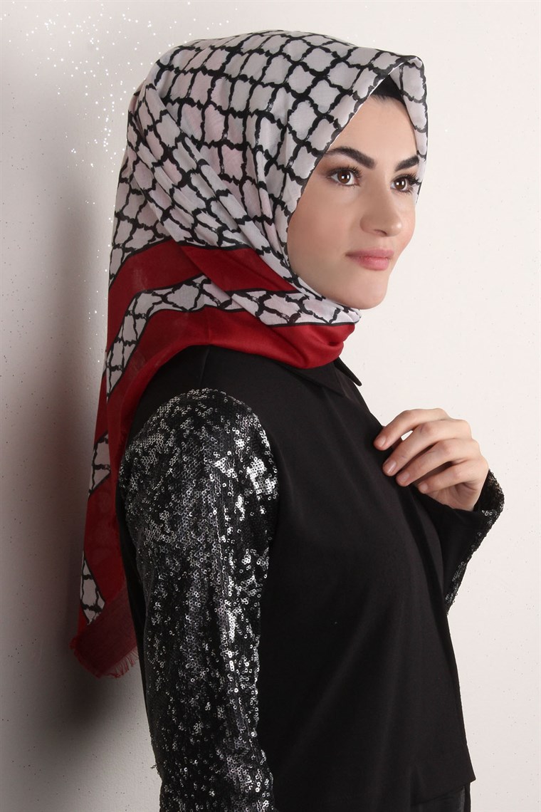 Coton Kare Eşarp 1215-14