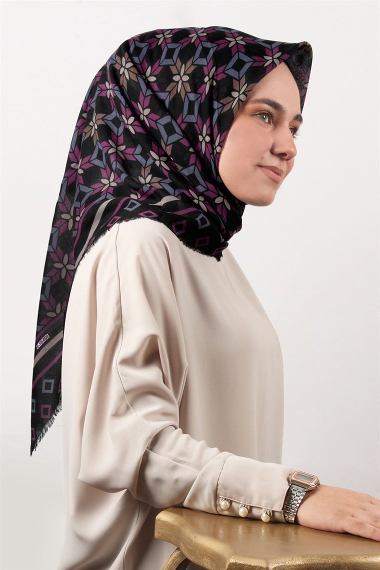 Coton Kare Eşarp 1215-3